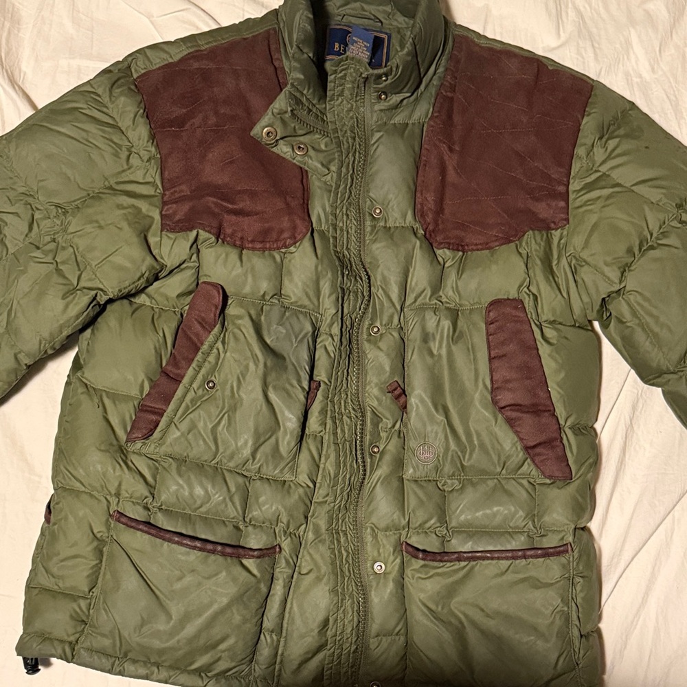 Men's Green and Brown Quilted Jacket
